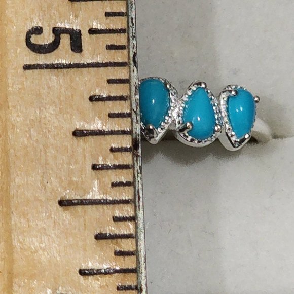 Arizona Natural Sleeping Beauty Turquoise 5 gem ring in 925 Sterling Silver sz 8 - Picture 3 of 6